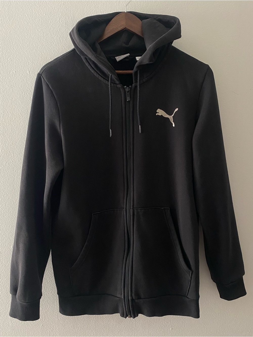Puma Men’s Black Hooded Full-Zip Jacket with White Logo